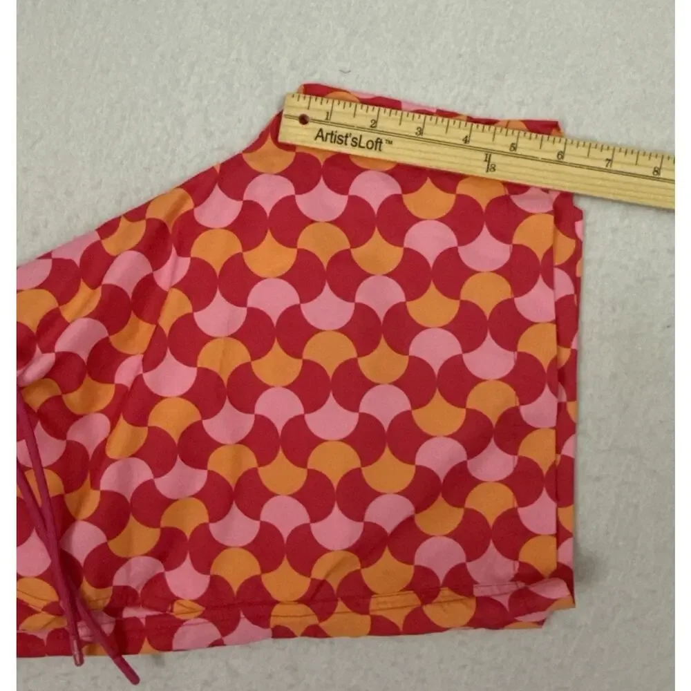 Psycho Bunny Swim Trunks Mens Small Pink Orange Geometric Lined Beach Shorts